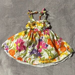 Janie And Jack Girls 6-12 months Watercolor Floral‎ Dress Spring Summer Ruffle